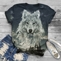 3D Digital Print T-Shirt  Wolf Design