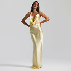 Midnight Charm V-Neck Halter Dress