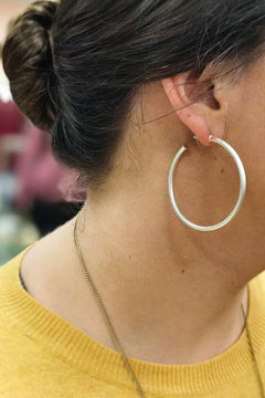 Silver Matte Hoop Earrings