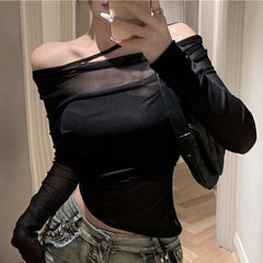 Chic Flow Off-Shoulder Mesh Top