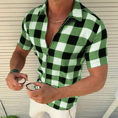 Urban Grid Zip-Up Plaid Shirt