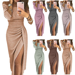Crystal Glow Glam Bodycon Neck Dress