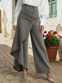 Urban Ruffle Chic Straight-Leg Pants