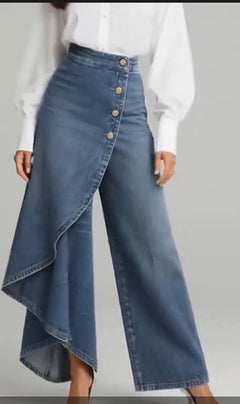 Urban Ruffle Chic Straight-Leg Pants