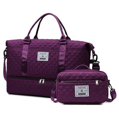 Large-Capacity Quilted Embroidered Thread Handle Crossbody Storage Travel Bag