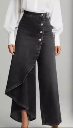 Urban Ruffle Chic Straight-Leg Pants