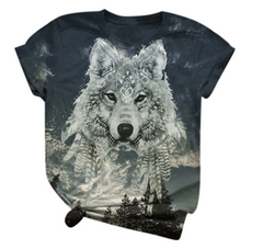 3D Digital Print T-Shirt  Wolf Design