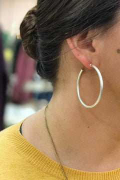 Silver Matte Hoop Earrings