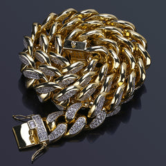 Hip Hop Cuban Miami Gold Chain with Zircon Necklace