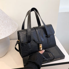 Fashionable Western-style Solid-color Crocodile-pattern Tote Bag