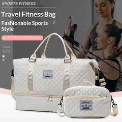 Large-Capacity Quilted Embroidered Thread Handle Crossbody Storage Travel Bag