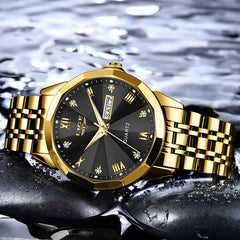 Mens Dual-calendar Waterproof Luminous Quartz Watch