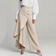 Urban Ruffle Chic Straight-Leg Pants