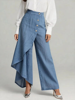 Urban Ruffle Chic Straight-Leg Pants