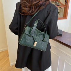 Fashionable Western-style Solid-color Crocodile-pattern Tote Bag