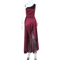 Midnight Wine Satin Dress
