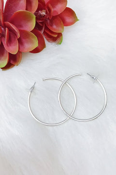 Silver Matte Hoop Earrings