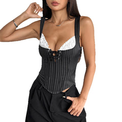 Bold Line Ruffle Bustier Top