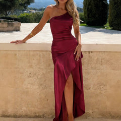 Midnight Wine Satin Dress