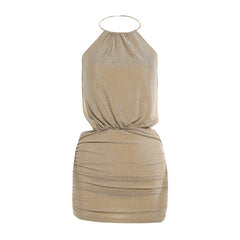 Edge Glam Asymmetrical Halter Dress