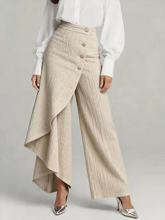 Urban Ruffle Chic Straight-Leg Pants