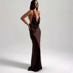 Midnight Charm V-Neck Halter Dress