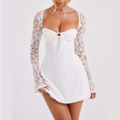 Midnight Muse Sexy Lace-Up Long Sleeve Dress