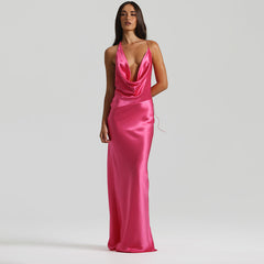 Midnight Charm V-Neck Halter Dress